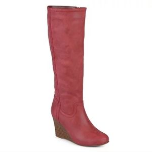 Red below the knee boots by Journee